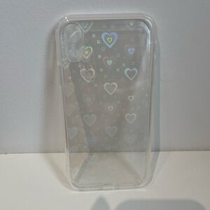 HOLOGRAPHIC Rainbow Hearts Cute Clear iPhone XR Case - New, Never Used